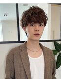 メンズ無造作ニュアンスマッシュカットパーマ(表参道)
