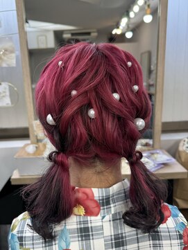 ファースト 祇園本店(first) 【ヘアセットサロンfirst】ふわふわ編み込みツイン