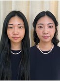 ヘアメイク　顔合わせ　上品　ハーフアップ　ピンクメイク