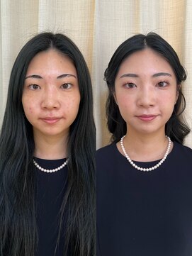 ソノ(sono) ヘアメイク　顔合わせ　上品　ハーフアップ　ピンクメイク