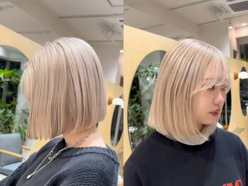 スタン 渋谷(Stam)の写真/《ボブ》×《ハイトーン》のデザインで、髪に軽さを与え、自宅でも簡単なオシャレなヘアデザインに＊渋谷