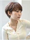 丸みショート・ボブ/丸顔/前髪あり/絶壁解消/40代/30代/長め