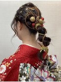 成人式　前撮り　ヘアセット　玉ねぎヘア