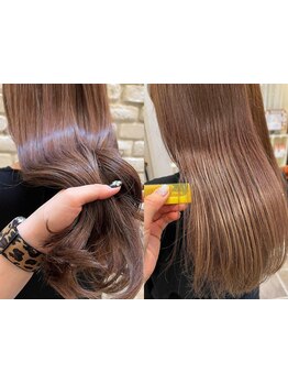 個々の髪質と傷み具合によってカスタマイズ。艶感たっぷりのまま持続する驚きの効果にリピするお客様多数☆