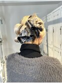 タイトツイン モードツヤ感アレンジ リボン 成人式 卒業式