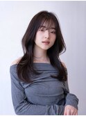 チョコグレージュ/20代30代大人かわいい/ミディアムレイヤー