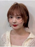 ストレートくびれヘアアプリコットオレンジ夏のヘアアレンジ