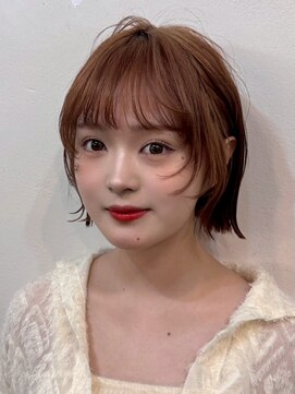 ファルベ(Farbe) ストレートくびれヘアアプリコットオレンジ夏のヘアアレンジ