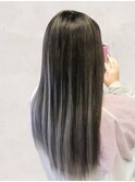 【専門店】ブリーチなしでアッシュグラデカラー黒髪スタイル