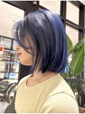 インナーレイヤー/切りっぱなしボブ/ラベンダーブルー@重里