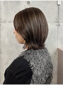 白髪ぼかしハイライトくびれボブ顔周りレイヤーカット縮毛矯正