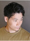 刈り上げツーブロアップバング×ミックスパーマ