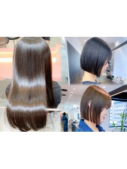 縮毛矯正のダメージを最小限に抑えて艶を引き出す次世代ストレート。前髪や顔周りのみの縮毛矯正も◎[横浜]