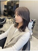 韓国くびれヘア/ミディアムヘア/韓国へア/ココアベージュ