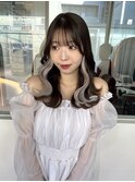 暗髪/インナーカラー/ホワイトベージュ/グレージュ