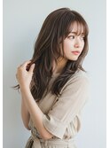 シースルーバングロングレイヤー30代40代髪質改善透明感カラー