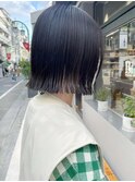 暗髪アッシュグレー × 切りっぱなしボブ【下北沢】