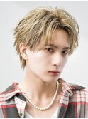 センターパートニュアンスパーマフェザーパーマツーブロック