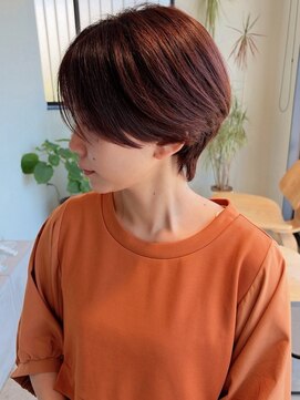 ヘッズ 高木瀬店(HEADS) ショートボブ 顔周りカット カシスブラウン 髪質改善 艶髪