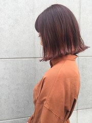 【 Lopiolu 島田】切りっぱなしボブWカラーハイライトred orange