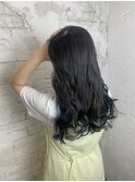 ネイビーカラーブルーブラックハイライトオルチャン