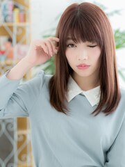 綾瀬/髪質改善/こっくりピンクベージュ☆うる艶エアストレートb