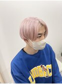 ホワイトピンク/メンズ/センターパート/ベビーピンク