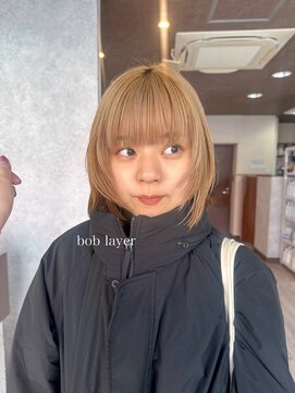 ミニム ヘアー(minim hair) 【minim×miku】ボブレイヤー×ミルクティーベージュ