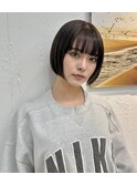 20代30代30代ダークブラウンナチュラル耳掛け乾かすだけミニボブ
