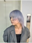 ハイトーンウルフ　ペールブルーバイオレットウルフカット