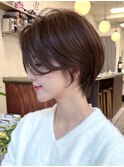 ★ふんわりハンサムショート　前髪長め　グレージュカラー