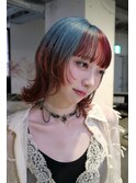 ツートンセクションデザインカラー×ボブウルフレイヤー
