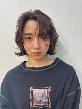 ガーデン 銀座(GARDEN) ボブ レイヤー チェリーブラウン 前髪 顔まわり艶カラー