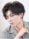 毛流れフェザーショートコンマバングニュアンスパーマ