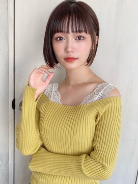 アフロート ルヴア(AFLOAT RUVUA) みね前下がりひし形ショートボブ30代40代50代くびれヘア丸顔面長