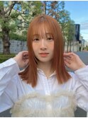 ブリーチなしダブルカラー　暖色カラー　ピンクカラー