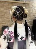 結婚式/パーティー/ヘアセット/ツインテール/花冠/パールピン