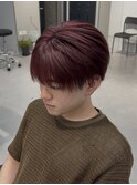 ワインレッドラウンドマッシュブリーチカラー