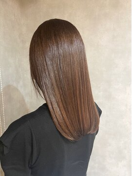 ピュアメンド 梅田(Pure Mend) ツヤサラ縮毛矯正×ナチュラルブラウンセミロング