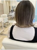 外ハネボブ×グレージュ ハイライト 20代30代40代