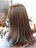 【Lu-Lun】白髪ぼかし脱白髪染めハイライトカラー×大人セミディ