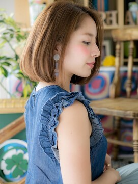 カバーヘア ブリス 北浦和(COVER HAIR bliss) インナーカラー切りっぱなしぱっつんロブh3北浦和20代30代40代