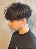メンズマッシュ波巻きツイストスパイラルパーマ群馬高崎眉毛