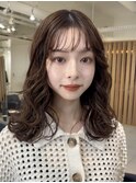 ＋ウェーブミディアム似合わせカットボブパーマミディアムパーマ
