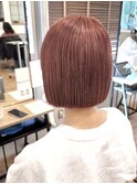 ピンクオレンジ×切りっぱなしボブ☆
