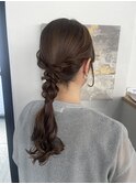 結婚式ヘア二次会ヘア編みおろしカチモリシニヨン岡山ヘアセット
