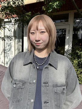 トップヘアー 玉島店(TOP HAIR) 《TOPHAIR 玉島店/ ベリー》ピンクベージュ×切りっぱなしボブ