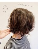 切りっぱなしボブ×波パーマ