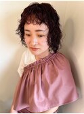 レイヤーボブ　くるくるパーマ
