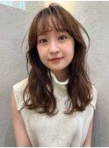 透明感ラベンダーブラウンゆるふわミディアム【中居】